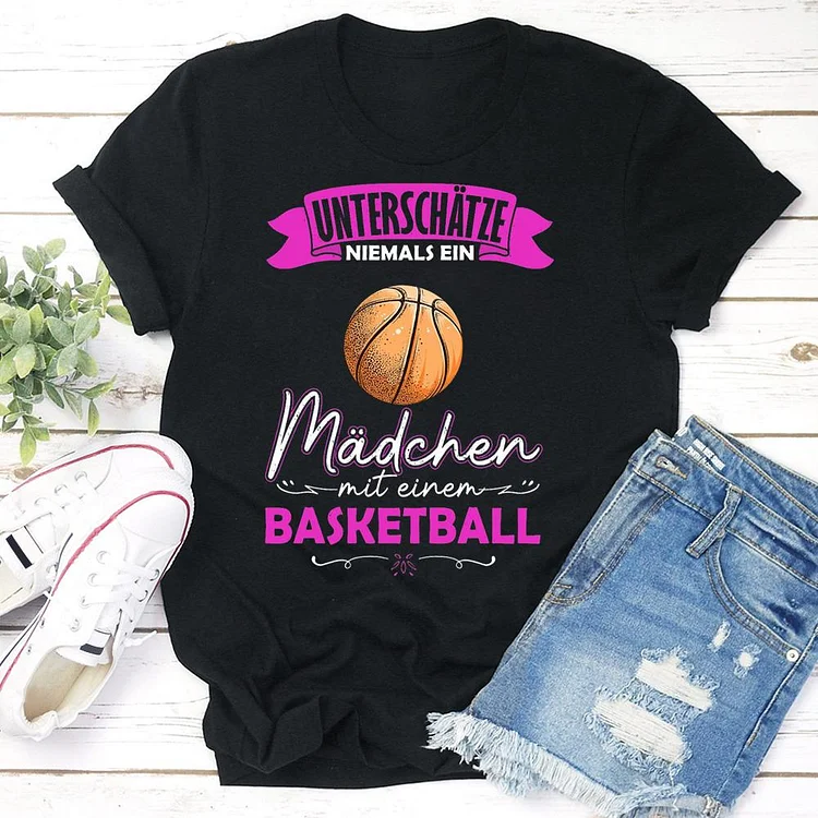 AL™ Never underestimate a girl's basketball  T-shirt Tee - 01178-Annaletters