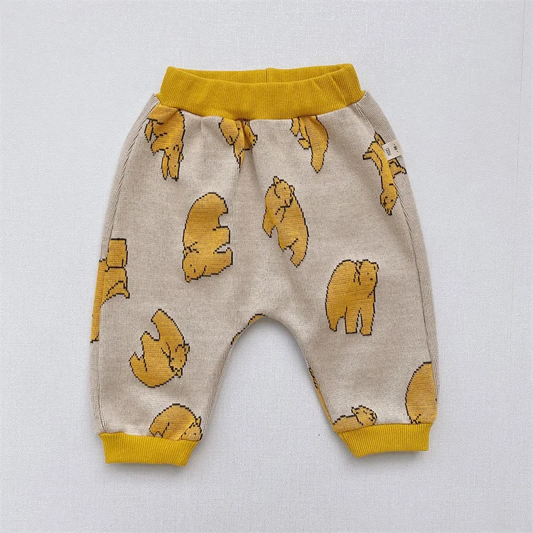 Baby Yellow Big Bear Knitted Pants