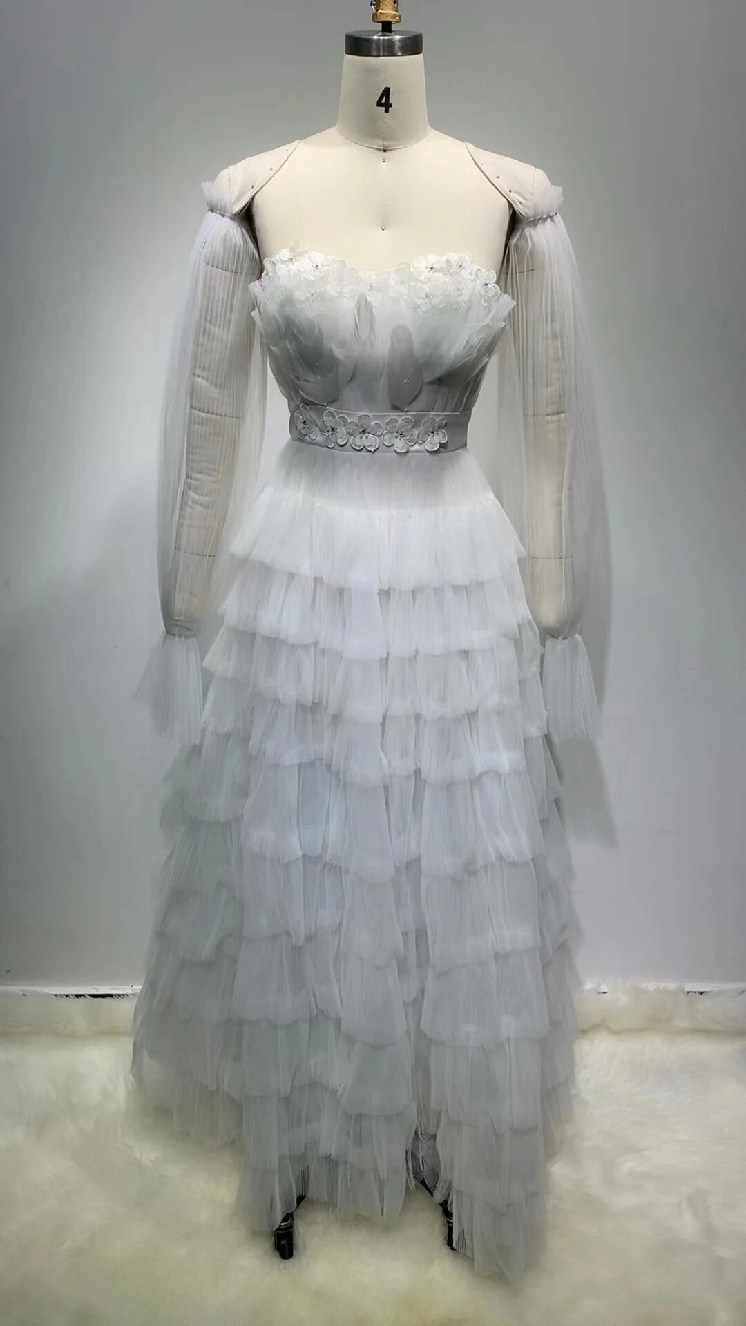 VCSHOES Women Off The Shoulder Ball Gown Long Dress Wedding Party Mermaid Singer Performance Costume