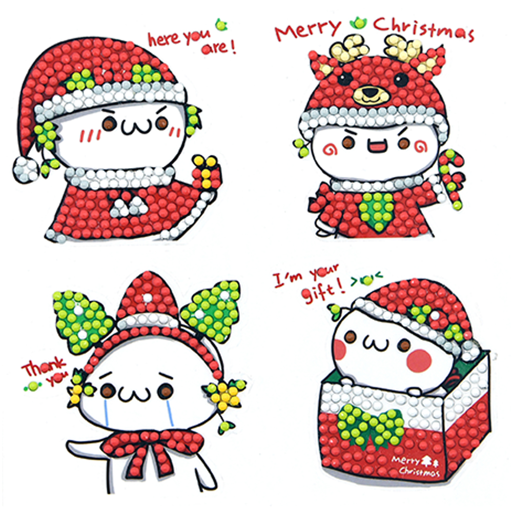 

4pcs Christmas Rabbit - 5D DIY Craft Sticker, 501 Original