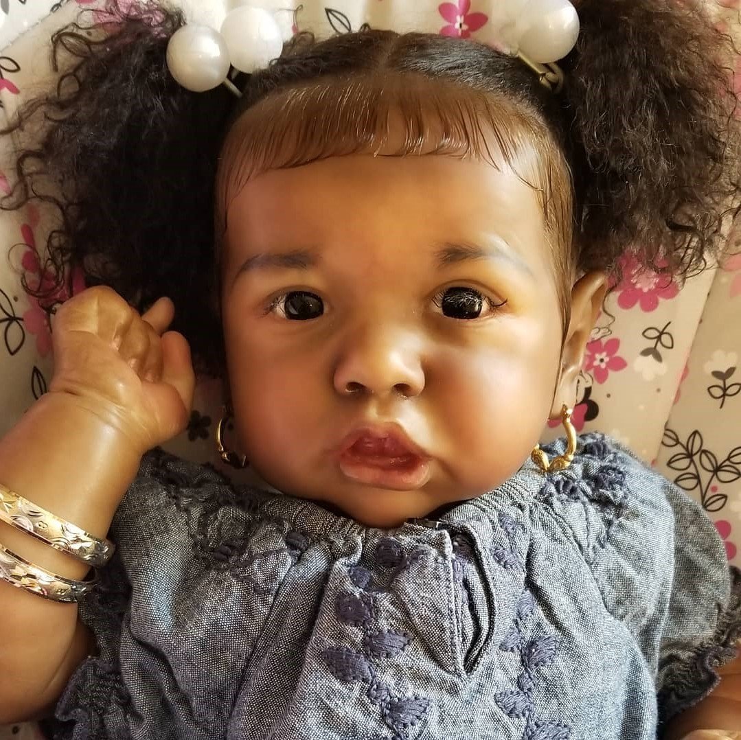 20'' Truly Realistic Black Toddlers Reborn Baby Doll Girl Randi Toy 2023, Lifelike Baby Doll Poseable and Weighted with HandRooted Hair -Creativegiftss® - [product_tag] Creativegiftss.com