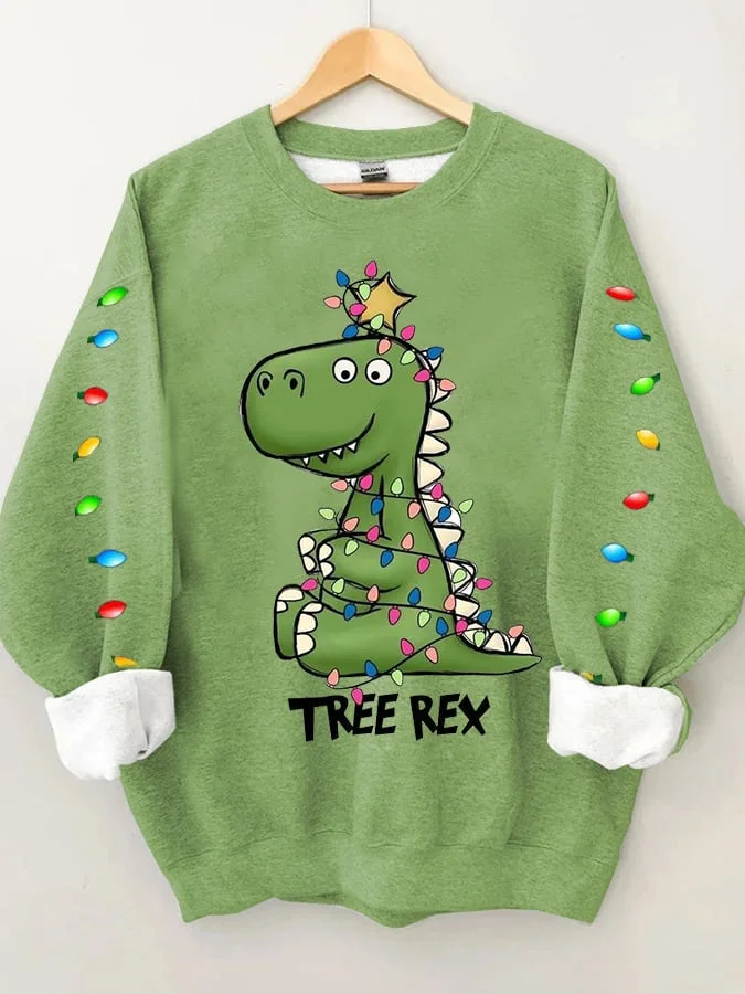 Women's Merry Christmas   TREE REX Fun Print Casual Sweatshirt