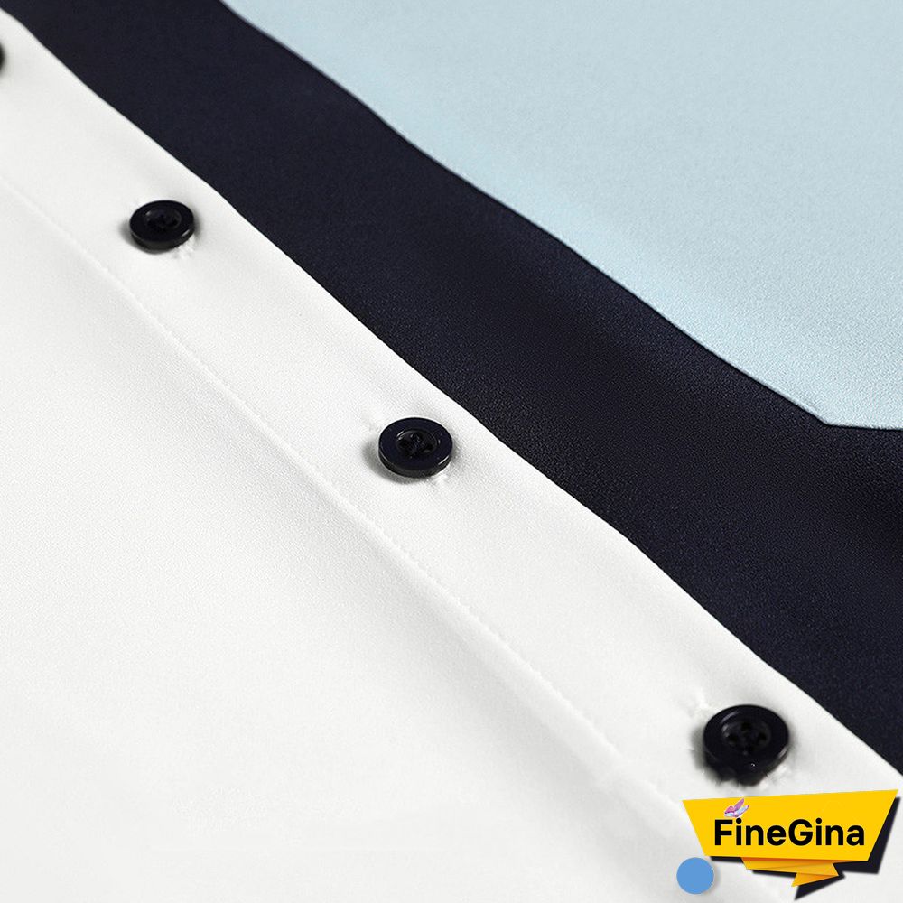 Vintage Pocket Colorblock Blouse Workwear