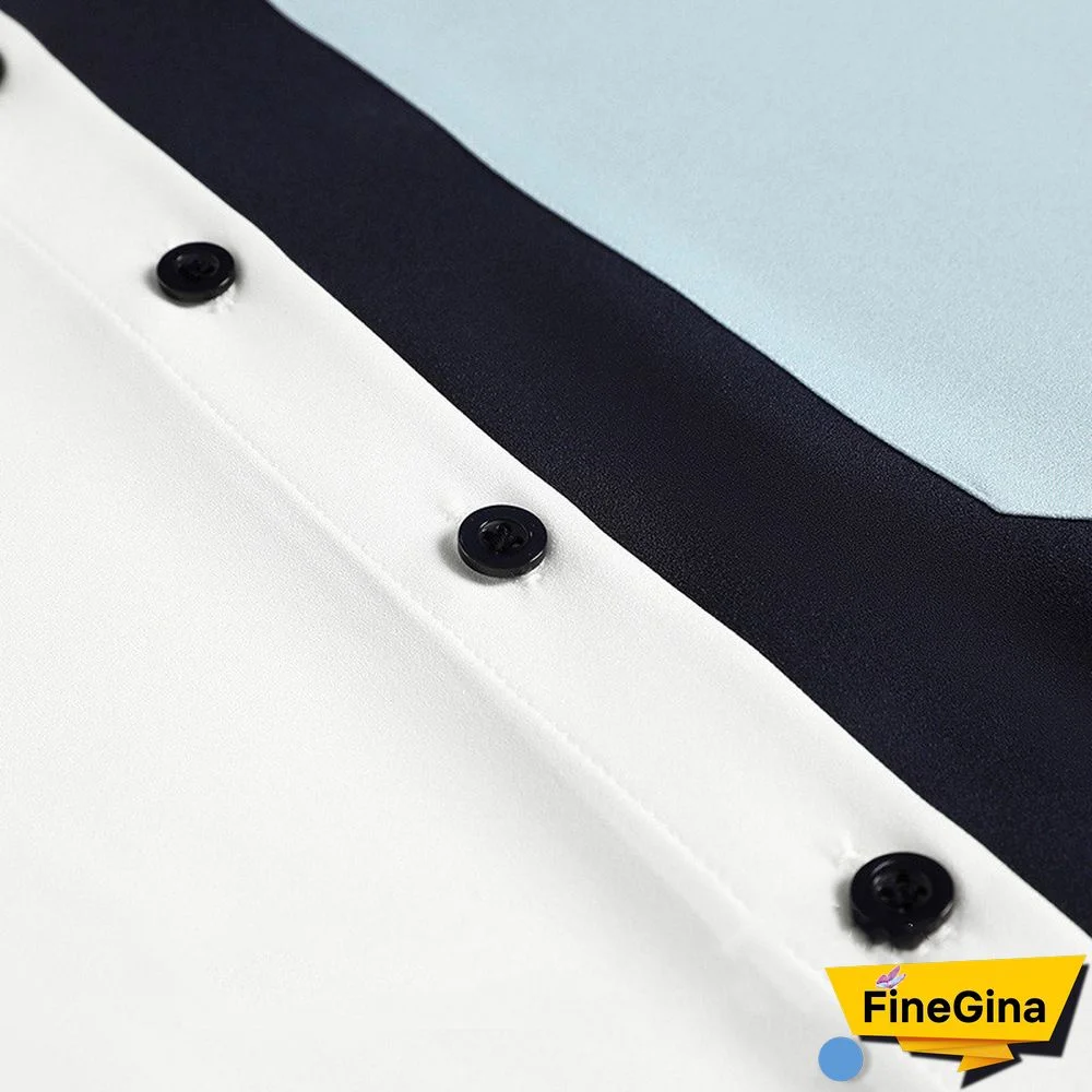 Vintage Pocket Colorblock Blouse Workwear