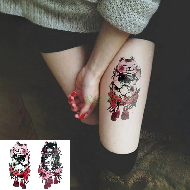 Waterproof Temporary Tattoo cartoon Japanese girl bow Sticker flash tatto fake tatoo large darkness tattoos for women men lady