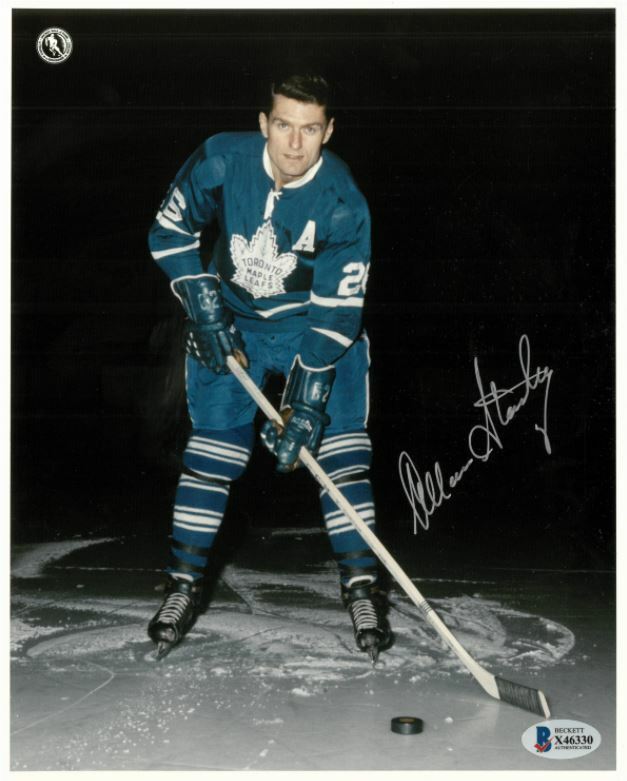 Allan Stanley signed Toronto Maple Leafs 8x10 Photo Poster painting BAS Beckett COA