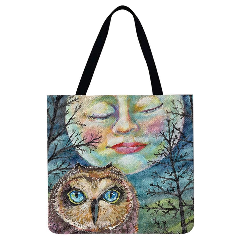 Linen Tote Bag -  Owl