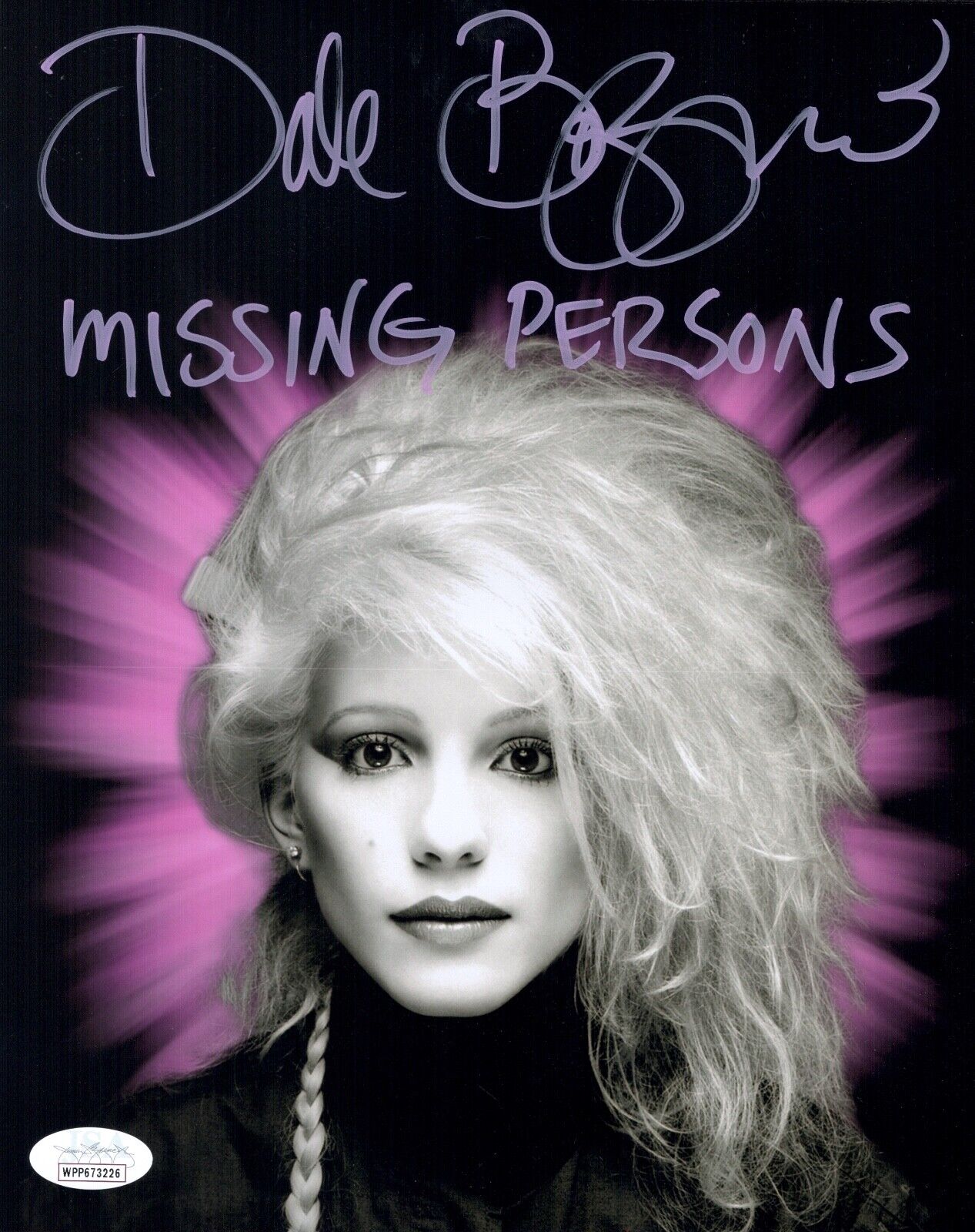 DALE BOZZIO Signed 8x10 Photo Poster painting MISSING PERSONS Lead Singer Autograph JSA COA WPP