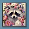 >SALE<5D DIY Full Round Drill Diamond Painting Raccoon Flowers Kit Decor 30x30cm