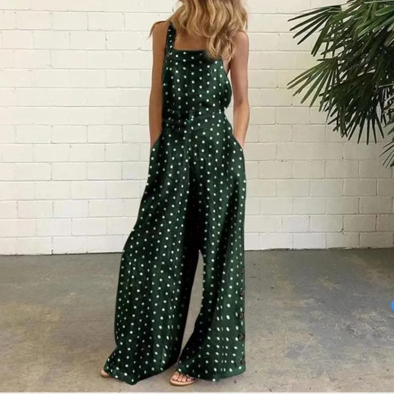 Uveng Uveng New Four-Color Round-Leg Trousers Digital Printed Bare-Backed Jumpsuit