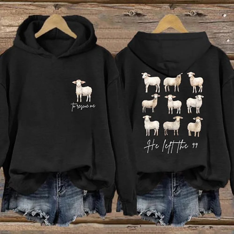Comstylish Lost Sheep Printed Casual Hoodie