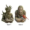 Bird Feeding Sculpture with Hidden Hang Hole Ancient Tree Bird Feeder Resin Birds Feeding Station Ornament for Patio/Backyard/Balcony