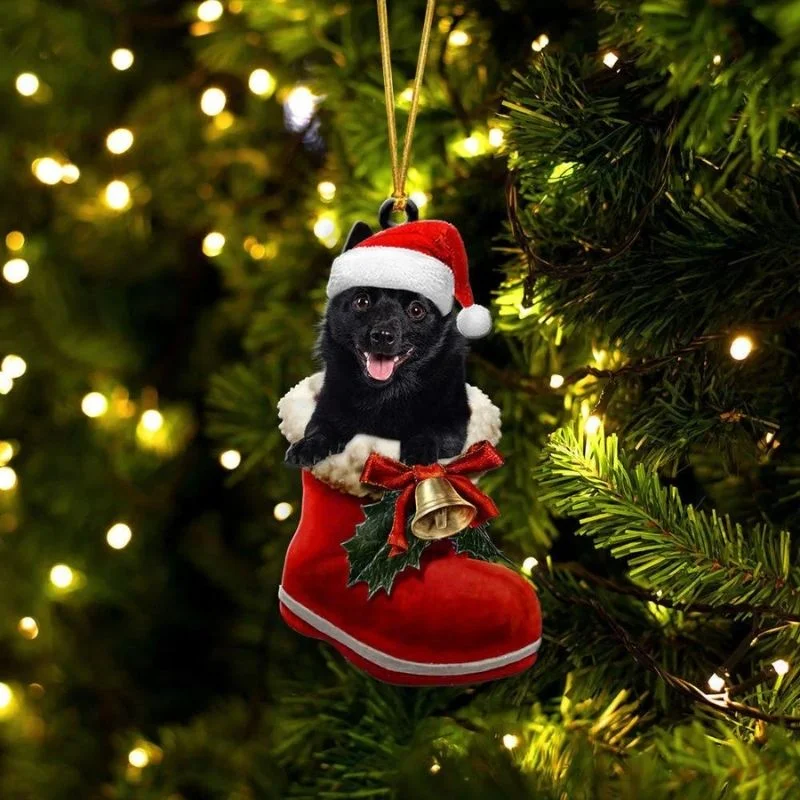 VigorDaily Schipperke In Santa Boot Christmas Hanging Ornament SB116