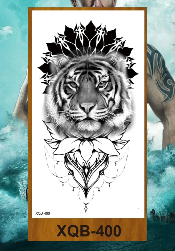 Sexy Fake Tattoo for Woman Large Leg Thigh Body Tattoo Stickers Waterproof Temporary Tattoos Peony Lotus Flowers Fish Dragon