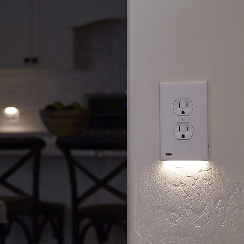 Outlet Wall Plate Cover With LED Light(White, 1 pack)