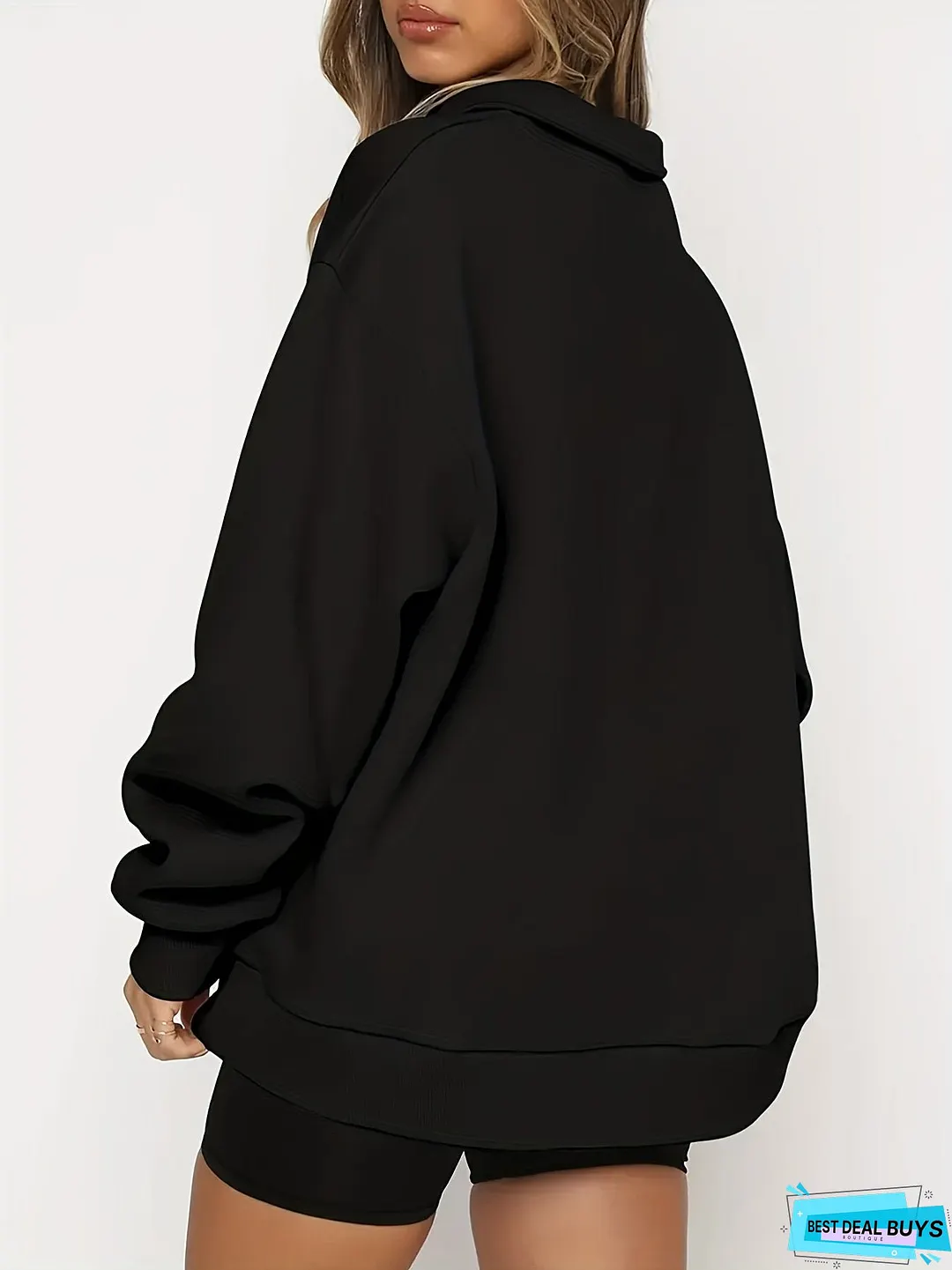 Oversized Sweatshirts Casual Drop Shoulder Long Sleeve Solid Pullover Womens Clothing