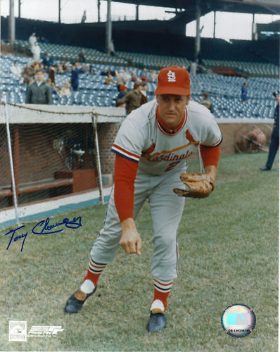 TONY CLONINGER ST. LOUIS CARDINALS ACTION SIGNED 8x10