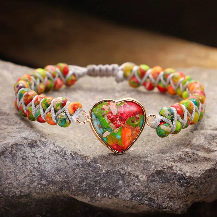 Natural Stone Crystal Heart Bracelet