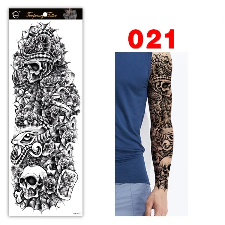Full Arm Series Temporary Tattoo Full Arm Tattoo Sticker Lasting Waterproof Sweat Flower Arm Full Arm Tattoo Big Picture Sticker