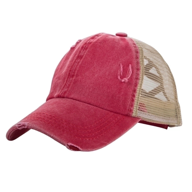 2 Pieces Edging Ponytail Back Opening Baseball Cap Korean Hip-hop Cap