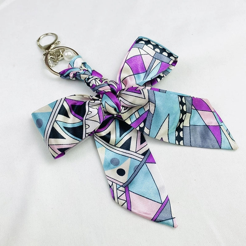 Sweet Minimalist Bow Knot Cloth Metal Unisex Bag Pendant Keychain