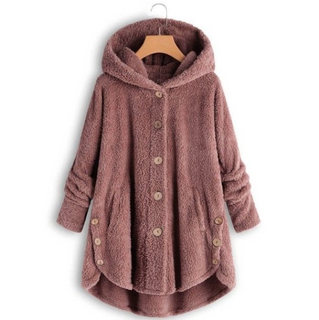 Simple solid color single-breasted plush coat
