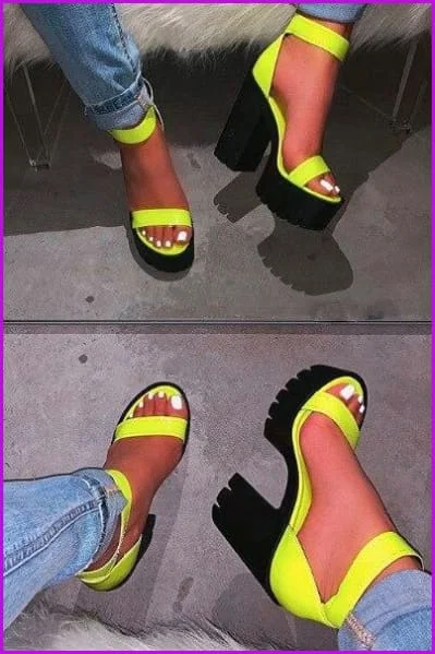 3 Colors Block High Heels Shoes F445