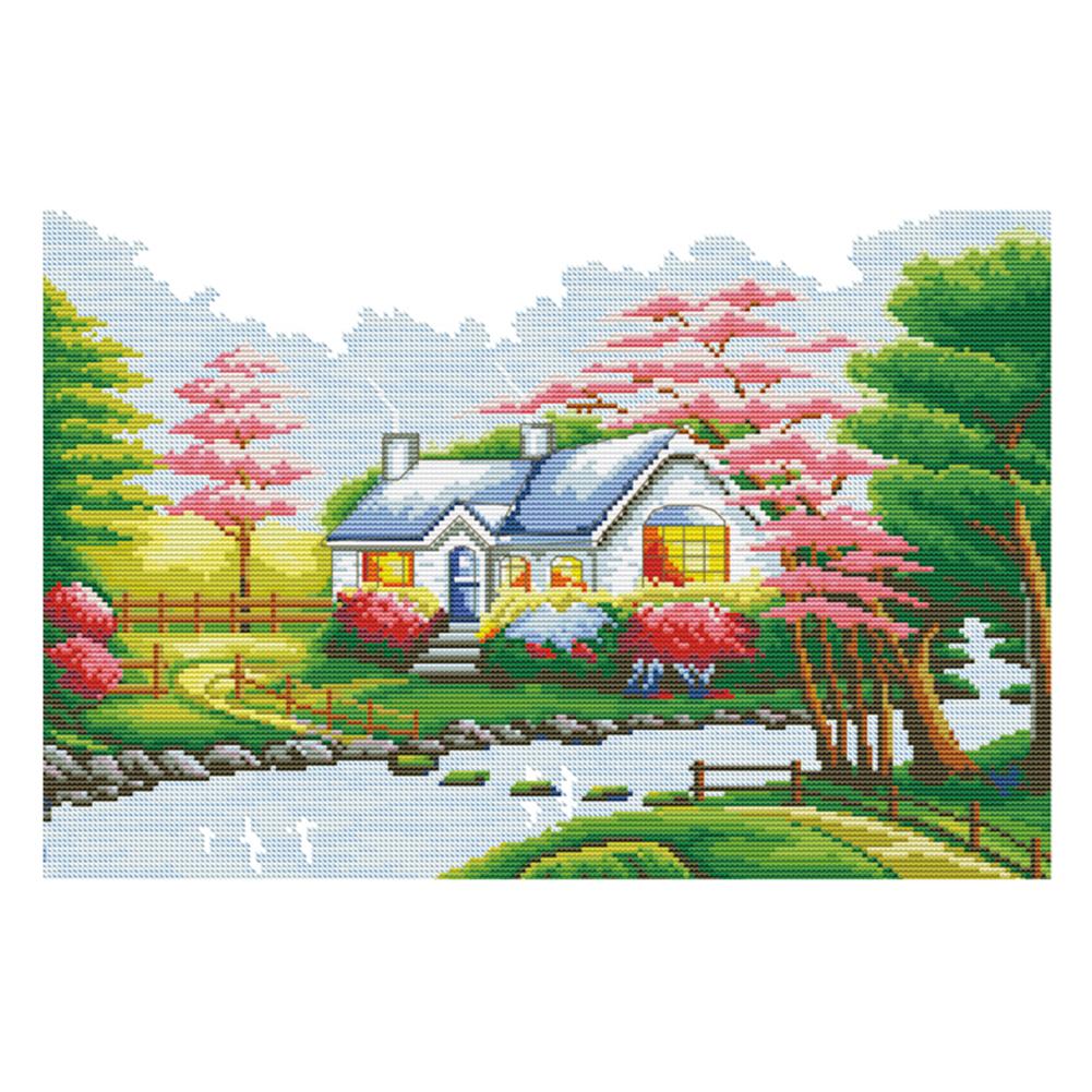 

Happiness House - 11CT Stamped Cross Stitch - 54*39cm, 501 Original