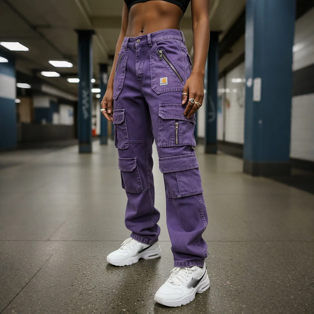 Street Style Multi-functional Multi-pocket Multi-zipper Retro Washed Cargo Trousers