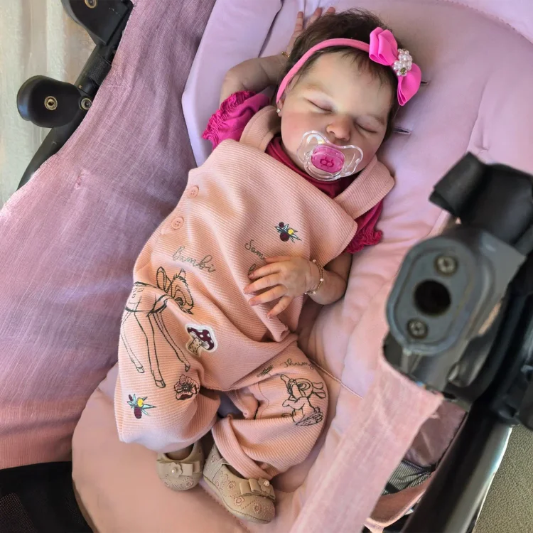  20 Inches Toddler Sleeping Adorable Baby Girl Doll Hiken with Brown Hair - Reborndollsshop®-Reborndollsshop®