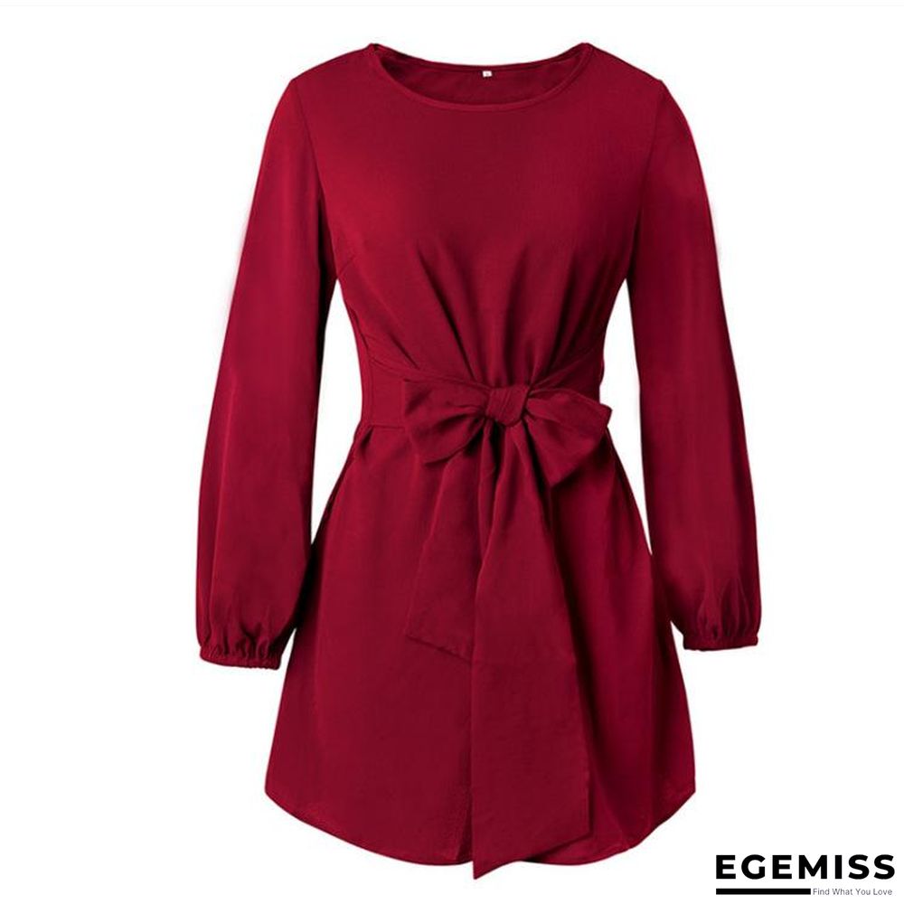 Solid Color Plus Size Loose Simple Dress Belt Temperament Women's Wear | EGEMISS