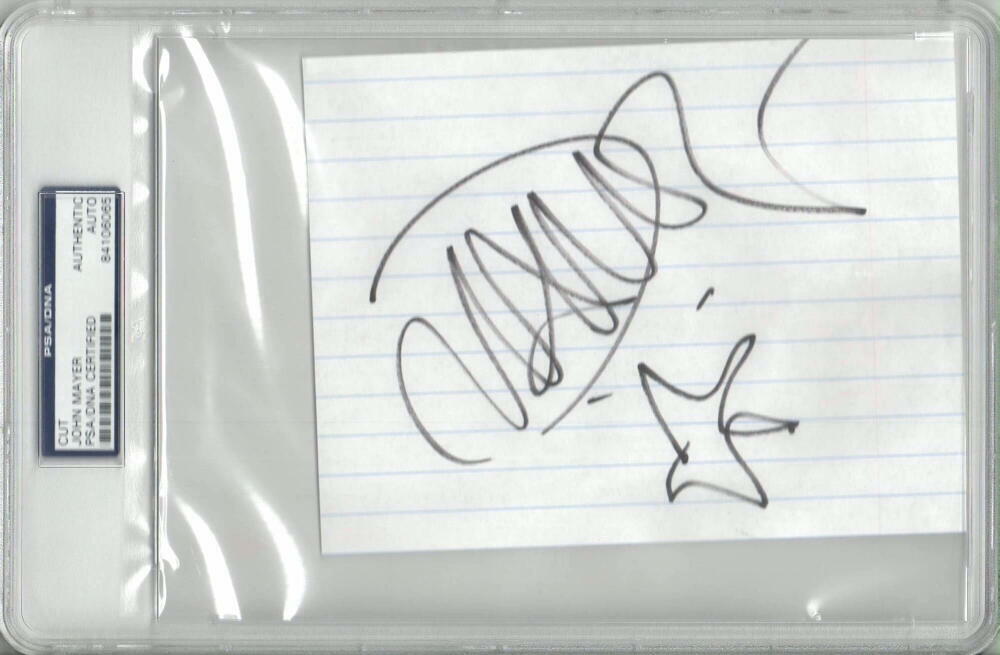 JOHN MAYER SIGNED AUTOGRAPH PSA SLABBED CUT W/ HAND DRAWN ORIGINAL ART SKETCH!