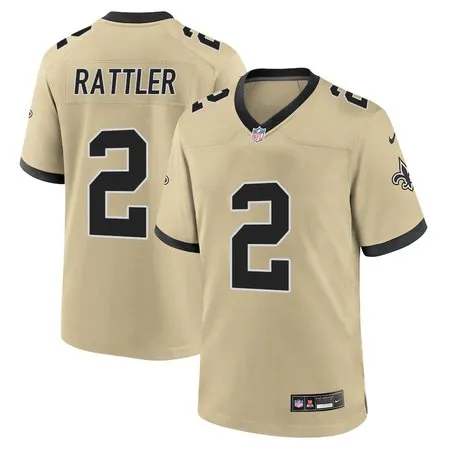 Men's New Orleans Saints #2 Spencer Rattler  Gold Game Jersey
