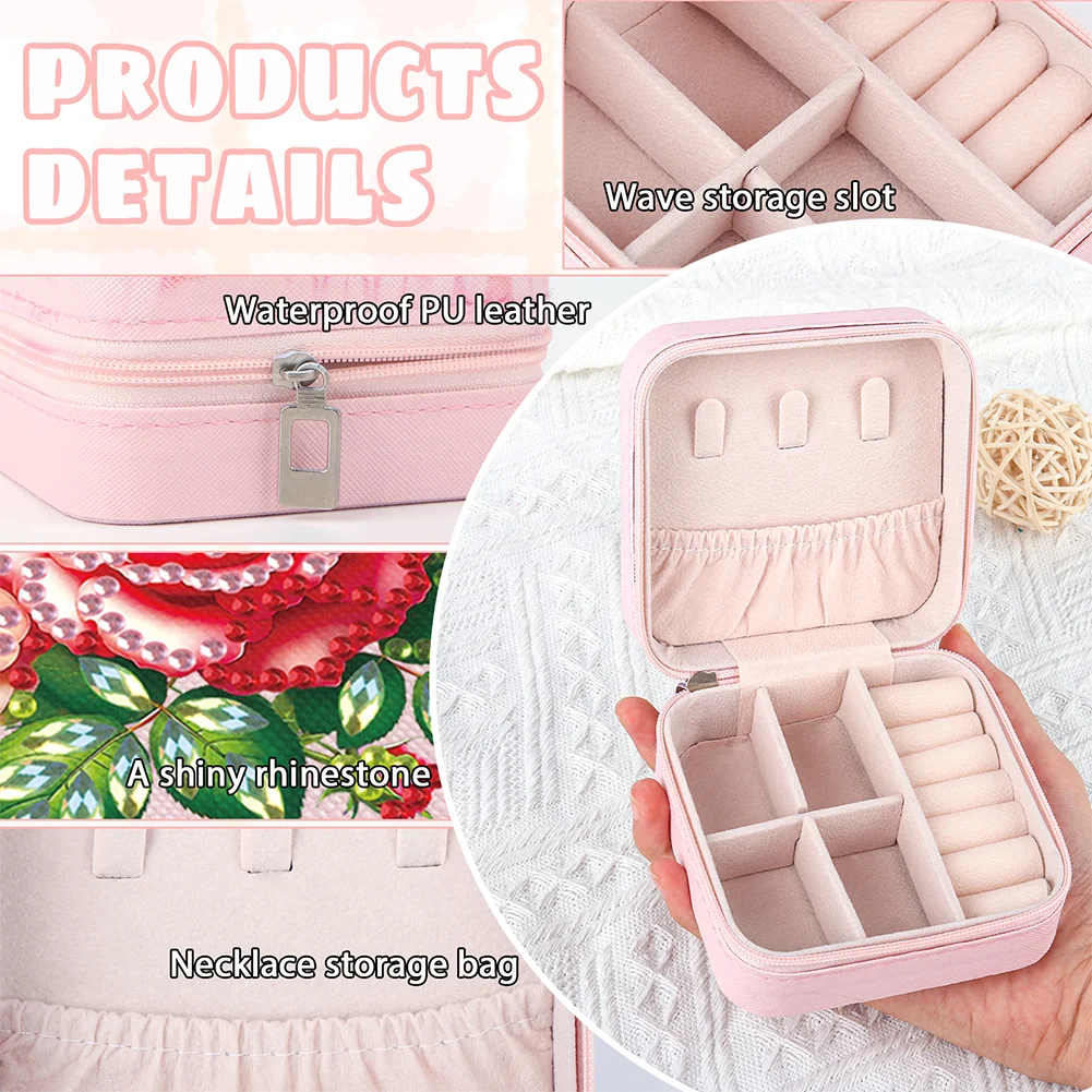 5D DIY Rose Special Shape Diamond Painting Jewelry Box for Art Crafts