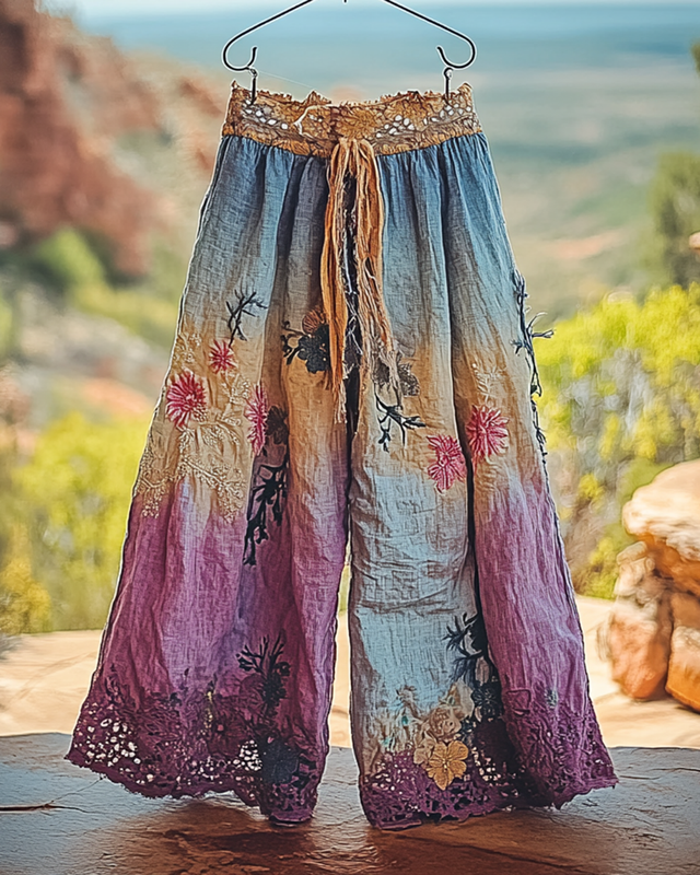 Summer Vacation Ruffle Lace Patchwork Pant