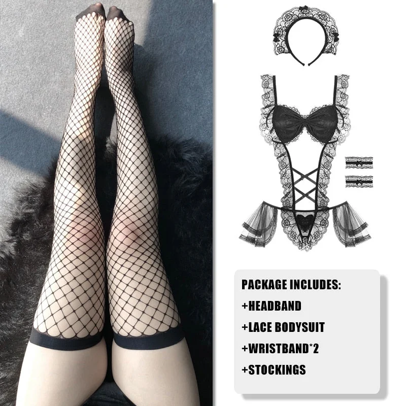 Japanese Maid Cosplay Sexy Costumes Perspective Lingerie Underwear Servant Classical Erotic Lace Outfit Sexy Dress For Women New