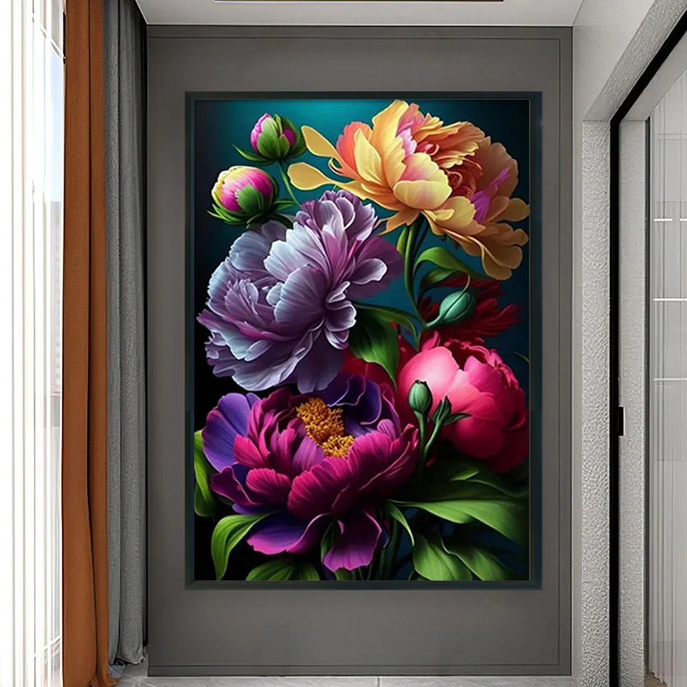 9CT Full Stamped Cross Stitch Bead Embroidery- Flower(Canvas|50*69CM)