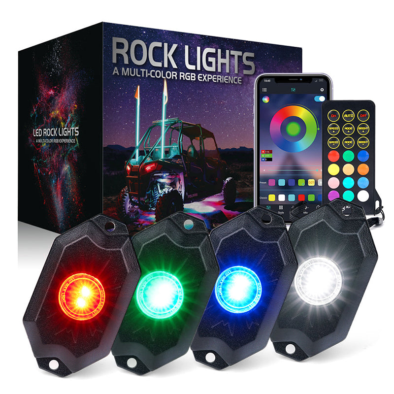 Trophy Series RGB + Pure White LED Rock Lights with Bluetooth and Remote Control