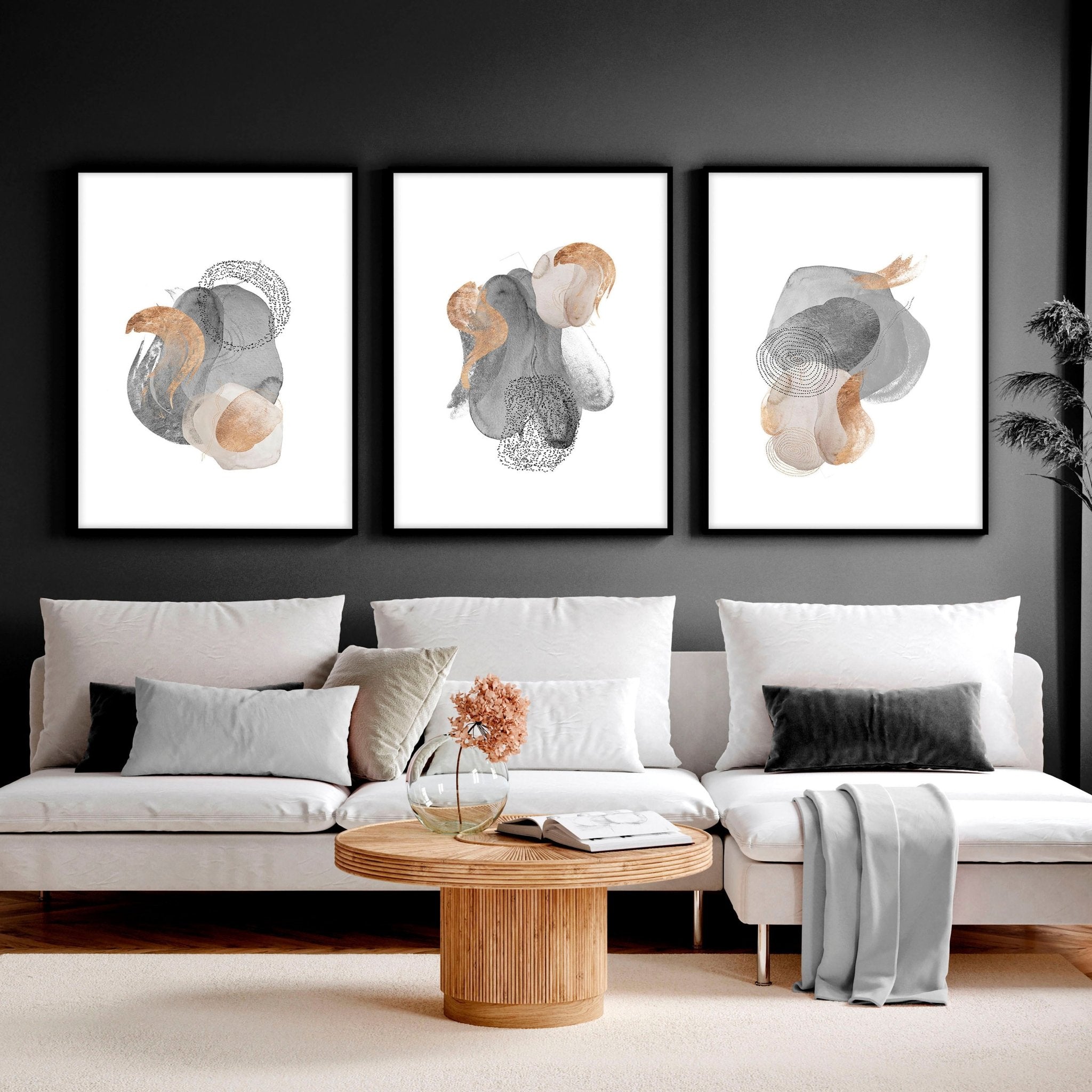 Large abstract prints | set of 3 wall art for living room everthome