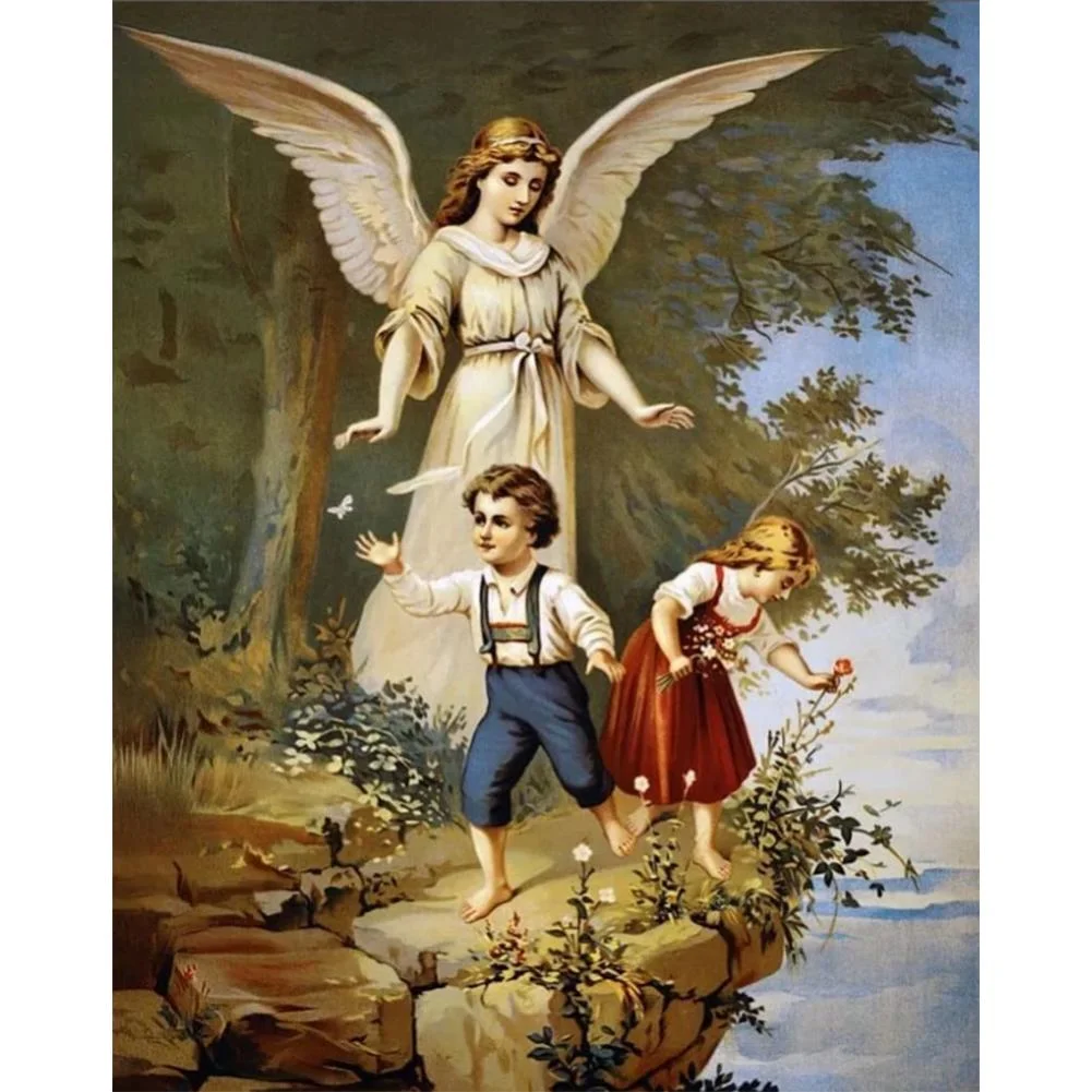 Full Round Diamond Painting Angel Mom and Kids (40*30cm)