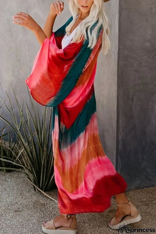 Tie Dye Stripe Kimono