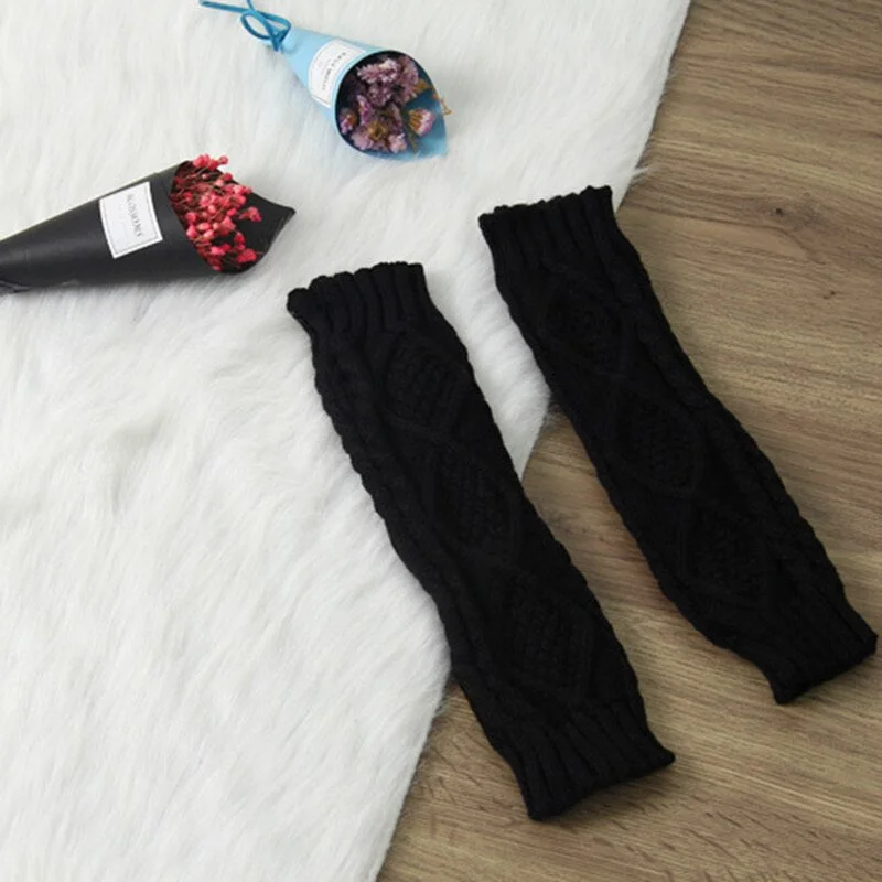 Arm Warmers Women Plaid Twist Knitting Solid Simple Warm Winter Half-fingered Finger-less Womens Mitts Leisure All-match Trendy