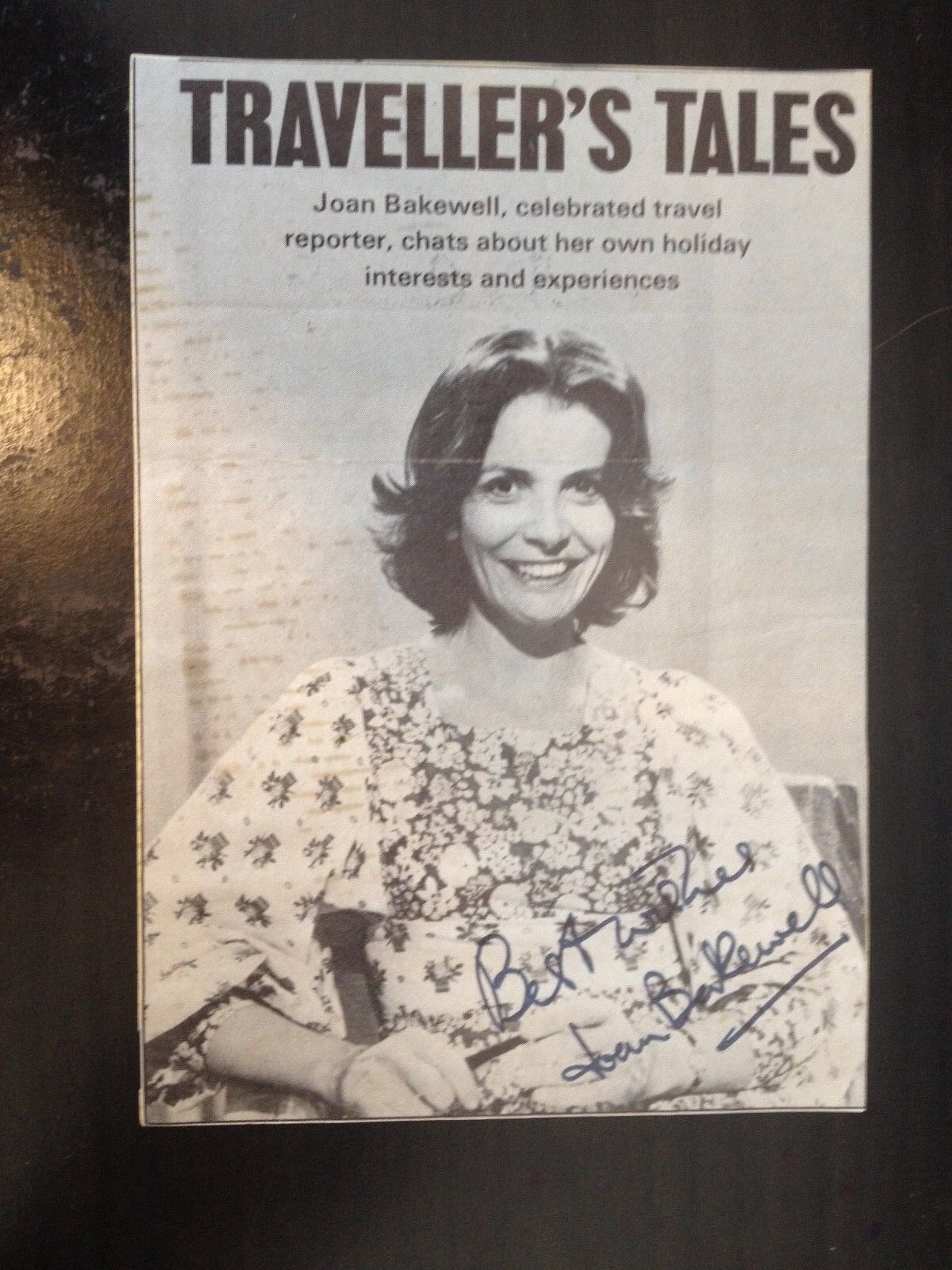 JOAN BAKEWELL - JOURNALIST & TV TRAVEL PRESENTER - SIGNED VINTAGE MAGAZINE PIC