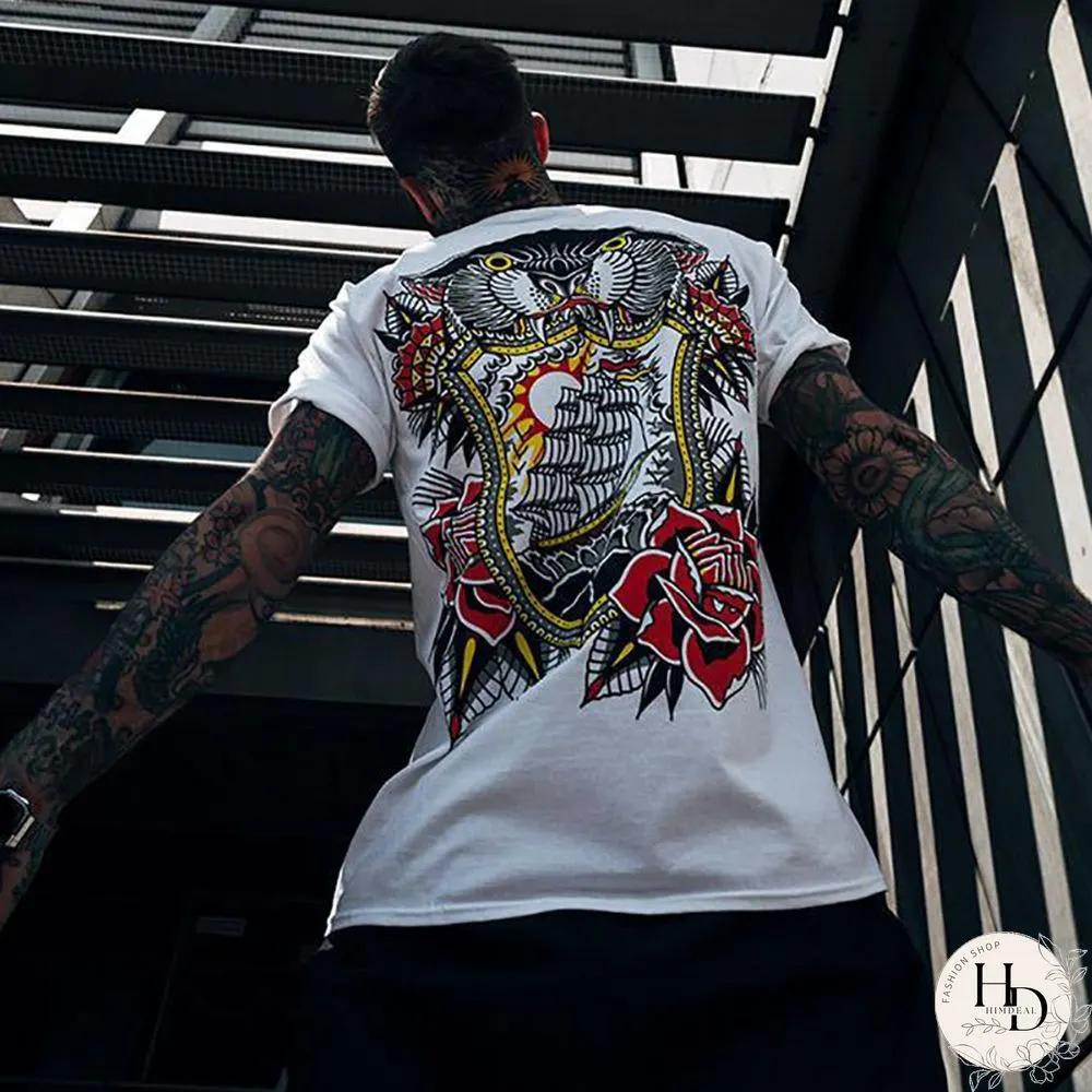 Men's Casual Fashion Round Neck Print Short Sleeve T-Shirt