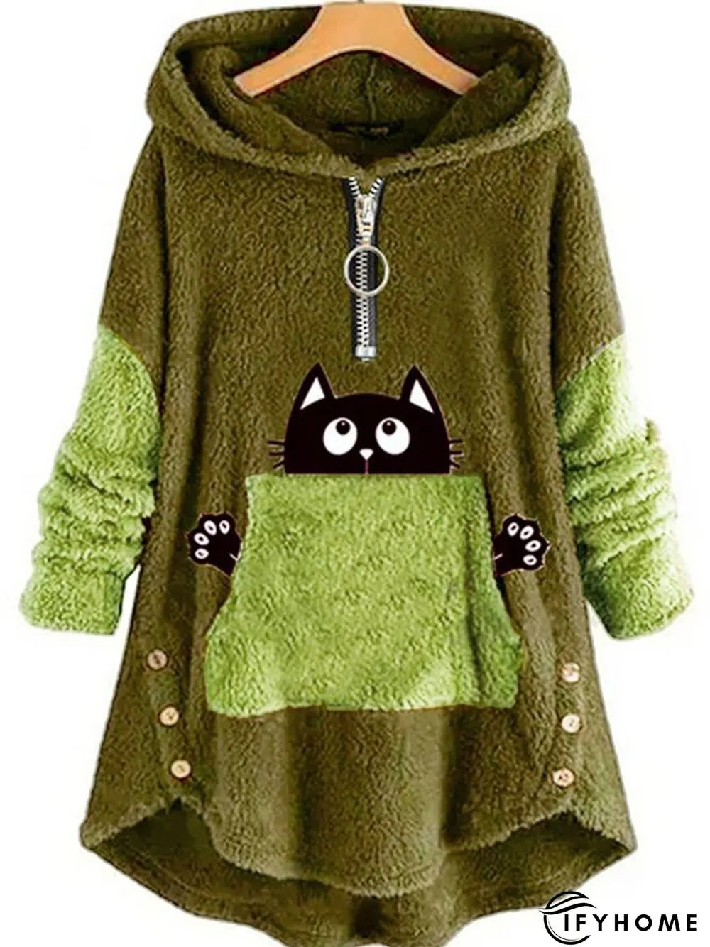 Plus Size Fluff Fleece Fabric Casual Sweatshirt | IFYHOME