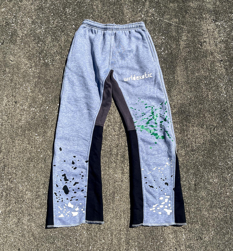 Personalized contrasting ink-splashed trousers