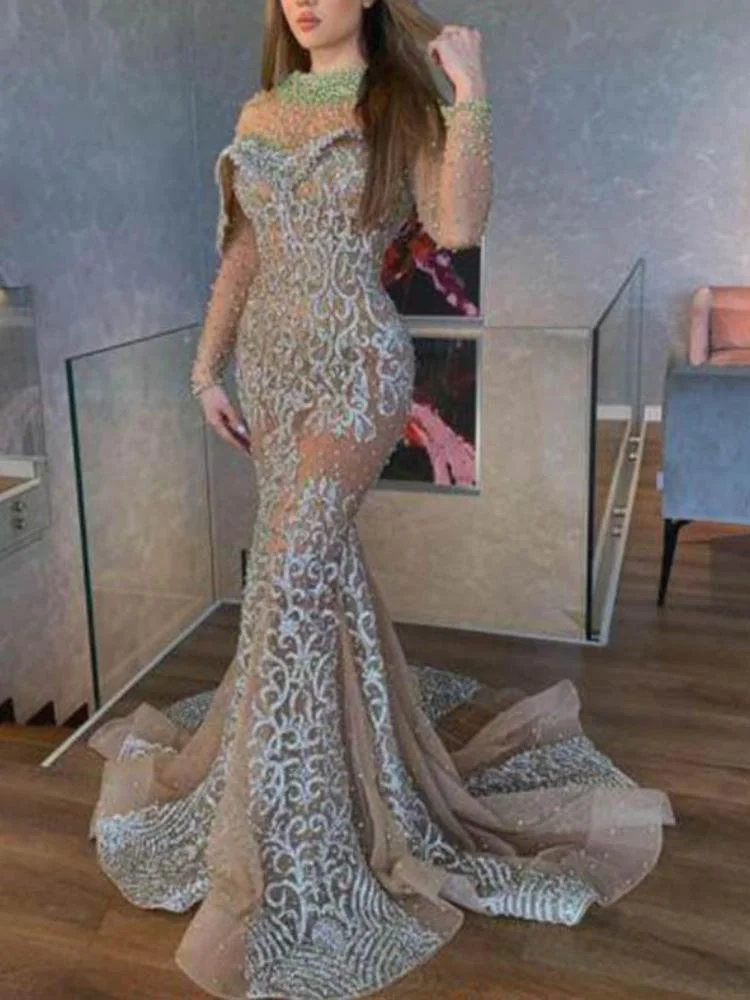 Promsstyle Promsstyle Off shoulder long sleeves mermaid evening dress Prom Dress 2023