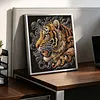 Golden Crystal Tiger Head Special Shaped 5D DIY Partial Drill Diamond Painting Kits for Adults Beginners Home Decor Diamonds Dots Gem Art Kits 11.81 X11.81inch