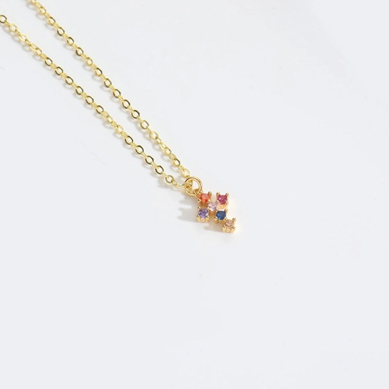 Copper 14K Gold Plated Inlay Cross Zircon Copper Necklaces