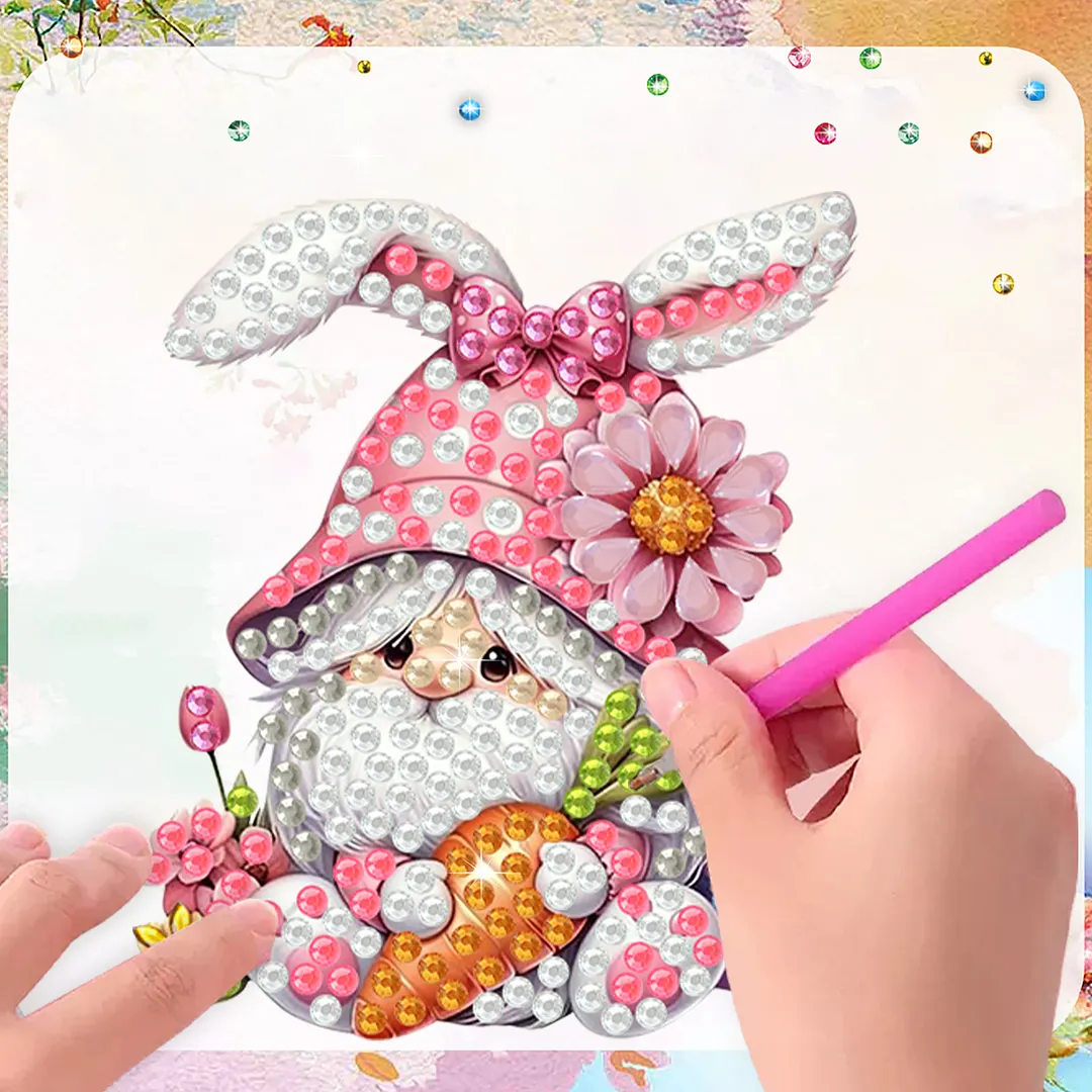8pcs Easter Goblin Bunny 2D Acrylic DIY Diamond Painting Magnetic Refrigerator Sticker Set Special-Shaped Diamond Fridge Magnet Refrigerator Sticker Crystal Art Craft for Adults Home Decors